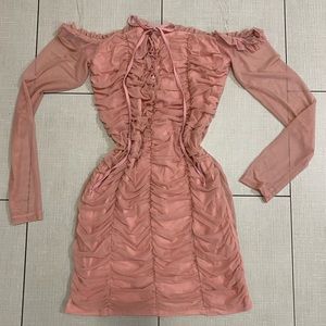 Fashion Nova Ruched Blush Pink Dress